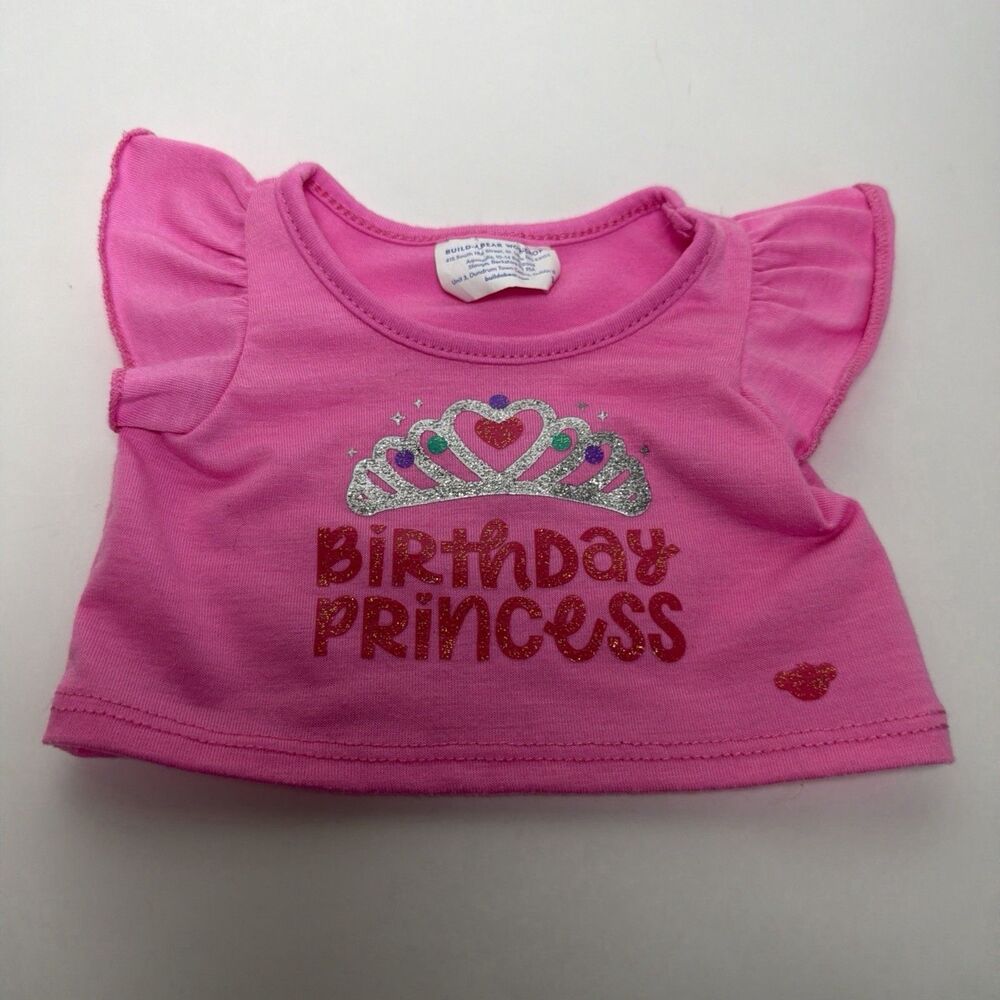 Build A Bear Birthday Princess Pink Silver Glitter Party Girl Top Teddy Clothes